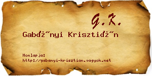 Gabányi Krisztián névjegykártya